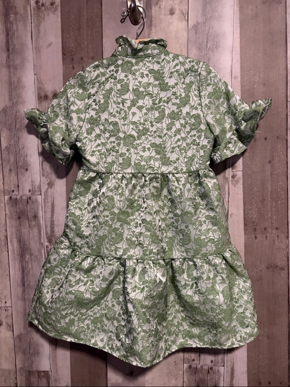 Shop the Mint Mya Green Floral Brocade Dress Girls Size 5-6 - Picture 8 of 14